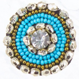 Bead Coin Stud Earrings Turquoise Silver