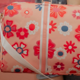 Pink Peach Retro Pop Flower Power Weekender Travel Bag