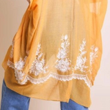 Lightweight Floral Embroidered Tassels Boho Festival Kimono Wrap Mustard Yellow