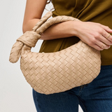 Lizbeth Woven Knot Handle Clutch | Natural Vegan Leather