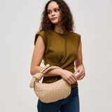 Lizbeth Woven Knot Handle Clutch | Natural Vegan Leather
