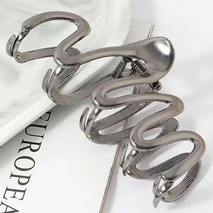 Metal Squiggle Hair Claw Clip Gunmetal Silver