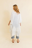 Ruffle Edge Bohemian Lightweight Flowing Kimono Wrap Cover Up Ivory