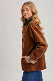 Camel Corduroy Barn Coat with Plaid Interior