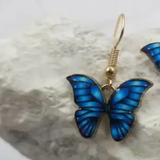 Multicolor Enamel Butterfly Shaped Earrings Blue