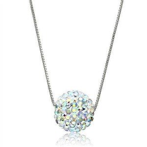 Aurora Borealis Crystal Disco Ball Pendant Necklace