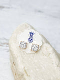 Volleyball Faceted Square Stud Earrings