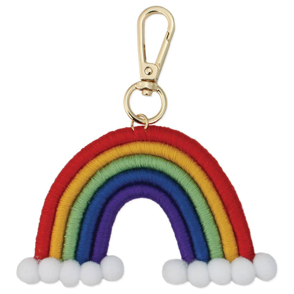 Over the Rainbow Knit Macrame Keychain Bag Purse Charm