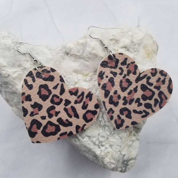 Leopard Heart Dangle Earrings