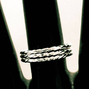 Roma Twist Silver Artisan Band Stackable Ring