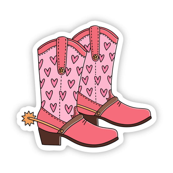 Pink and Heart Cowboy Boots Vinyl Sticker