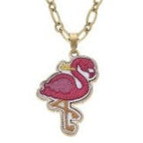 Flamingo Patch Pendant Chain Link Necklace