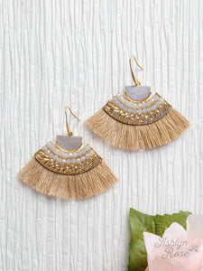 On a Safari Tassel Earrings Brown Grey