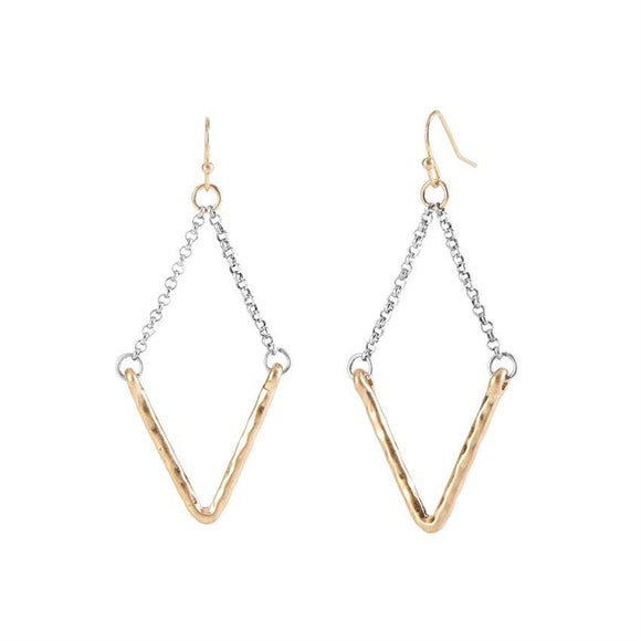 Gold V Dangle Chain Earrings