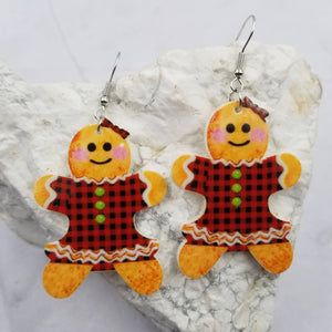 Old Fashion Christmas Gingerbread Man Earrings