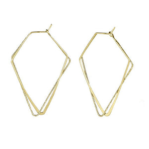 Gold Delicate Triangle Dangle Hoop Earrings