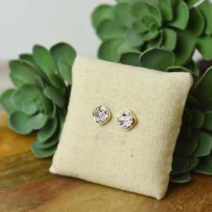 Silver Druzy Raw Square Cut Shimmer Studs
