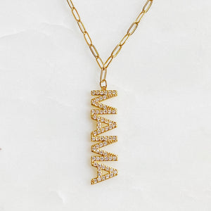 Mama Crystal Drop Pendant Necklace