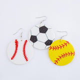 Softball Faux Leather Drop Earrings
