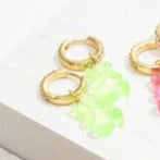 Light Green Candy Bear Charm Crystal Huggie Hoop Earrings