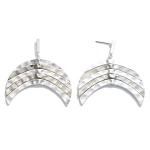 Silver Tone Hammered Texture Swivel Drop Earrings