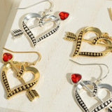 Cupid's Heart Earring Featuring Red Stone Accent
