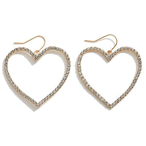 Statement Gold or Silver Crystal Heart Drop Earrings