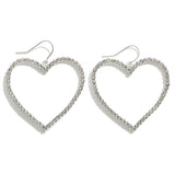 Statement Gold or Silver Crystal Heart Drop Earrings