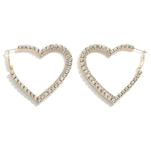 Statement Rhinestone Lined Heart Hoop Earrings