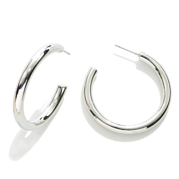 Everyday Simple Classic Silver Tone Hoop Earrings