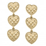 Linked Quilted Heart Statement Earrings