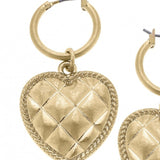 Quilted Heart Charm Hoops Earrings