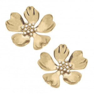 Flower Statement Stud With Pearl Accent