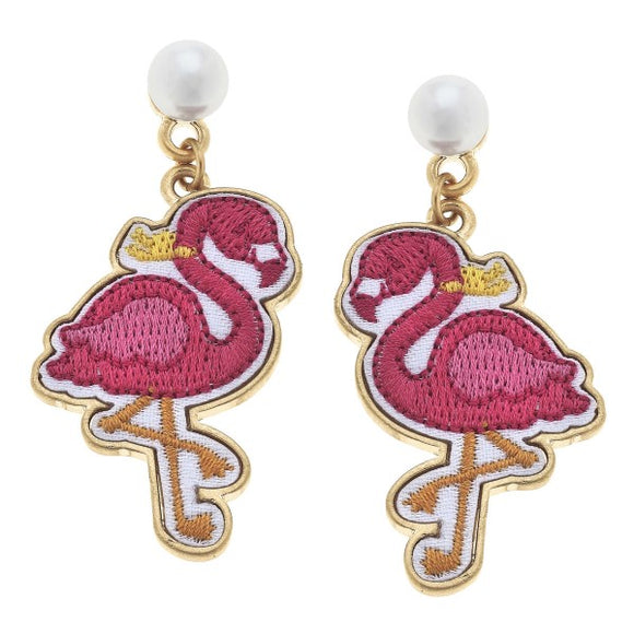 Pearl Pink Flamingo Drop Earrings