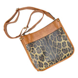 Camel Brown Leopard Front Cross Body Shoulder Bag