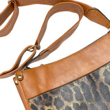 Camel Brown Leopard Front Cross Body Shoulder Bag