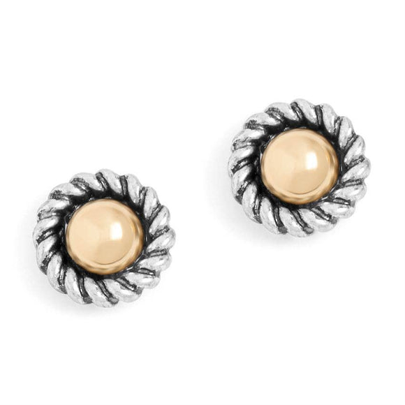 Silver Rope with Gold Two Tone Stud Earrings