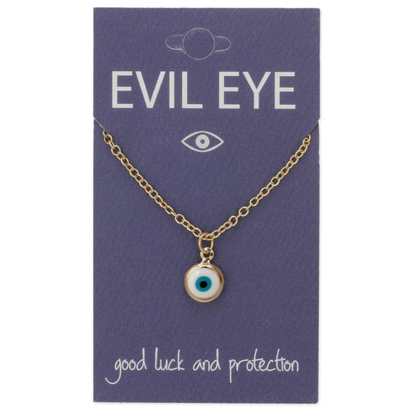 Purifying White Eye Enamel Charm Gold Layering Necklace