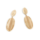 Gold Double Oval Dangle Statement Earrings