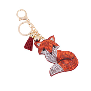 Bling Crystal Fox Tassel Keychain Keyring Bag Charm