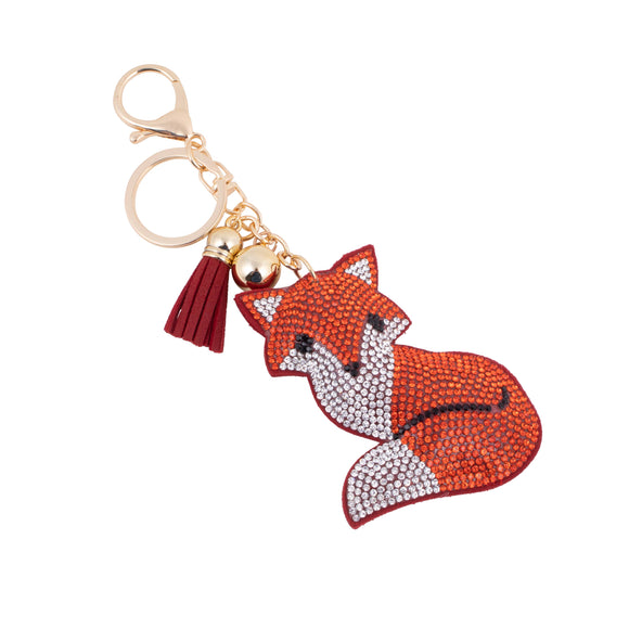 Bling Crystal Fox Tassel Keychain Keyring Bag Charm