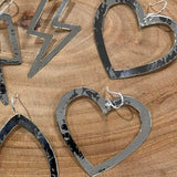 Sterling Silver Open Heart Statement Earrings