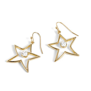 Celestial Star Dangle Drop Earrings Crystal Gold