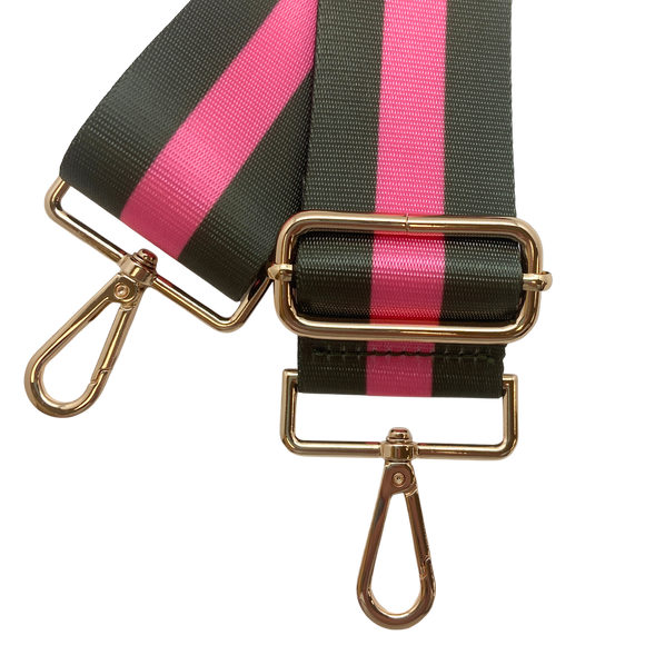 Barbie Pink Army Green Stripe Adjustable Crossbody Bag Purse Guitar Strap