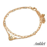 Layered Chain Link Anklet State of Texas Heart Charm