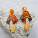 Colorful Acrylic Psychedelic Mushroom Earrings