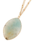 Natural Stone Wrap Oval Pendant Chain Necklace