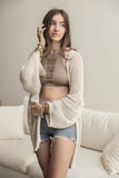 Ivory Cream Knit Netted Cardigan Wrap