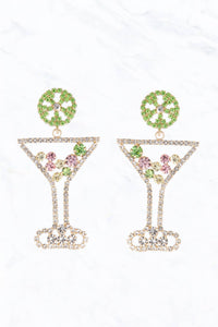 Crystal Martini Glass Statement Earrings