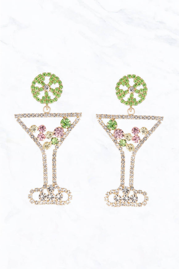 Crystal Martini Glass Statement Earrings